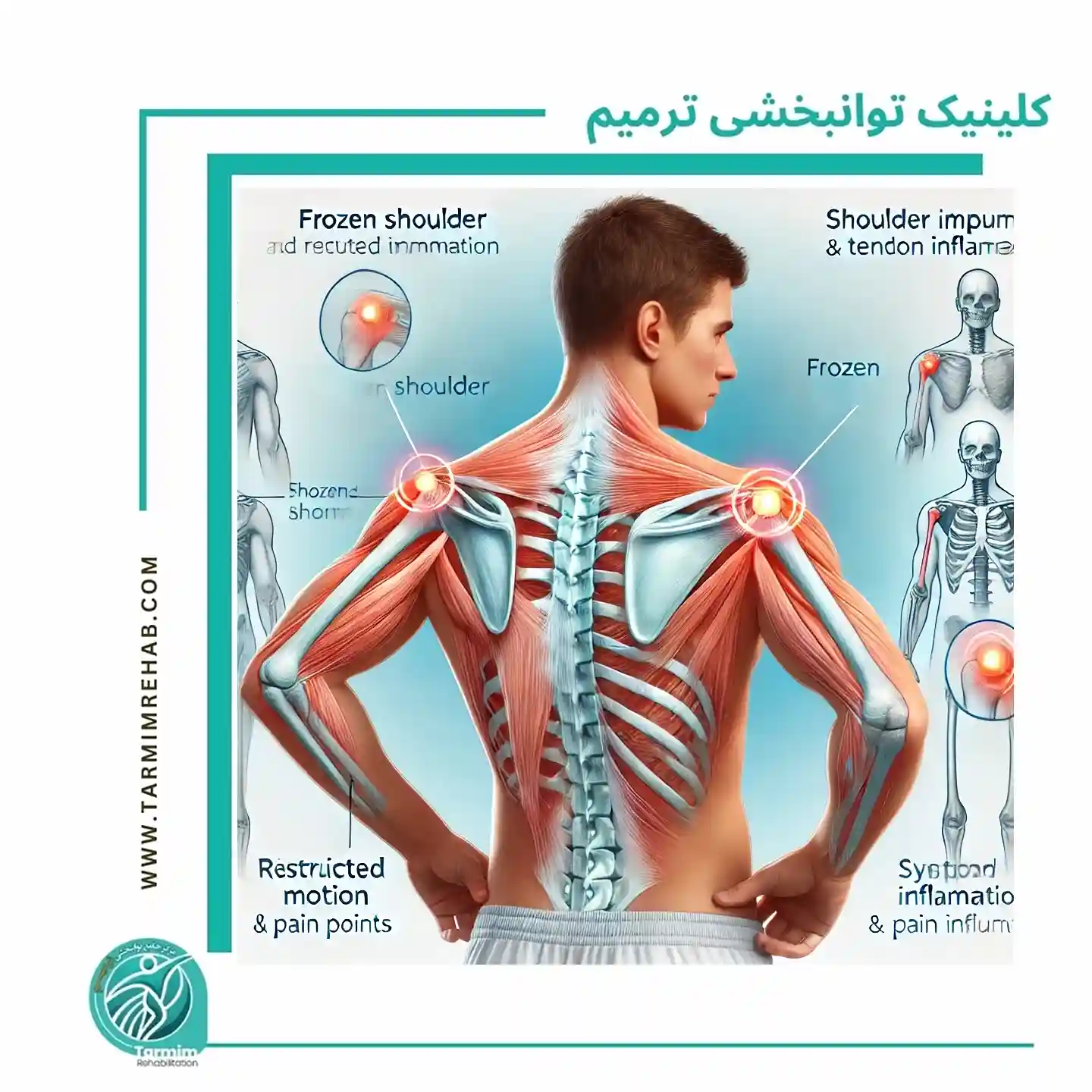 تصویر آسیب‌های شایع شانه مانند شانه یخ زده و چسبندگی شانه