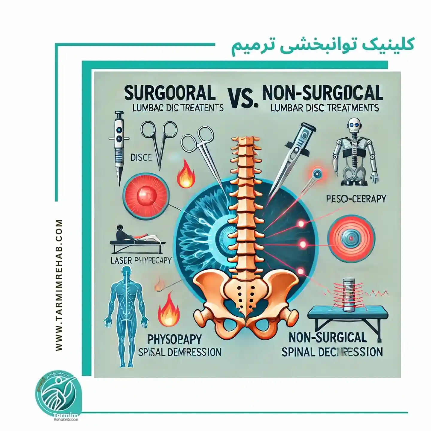 "مقایسه درمان جراحی و غیرجراحی دیسک کمر"